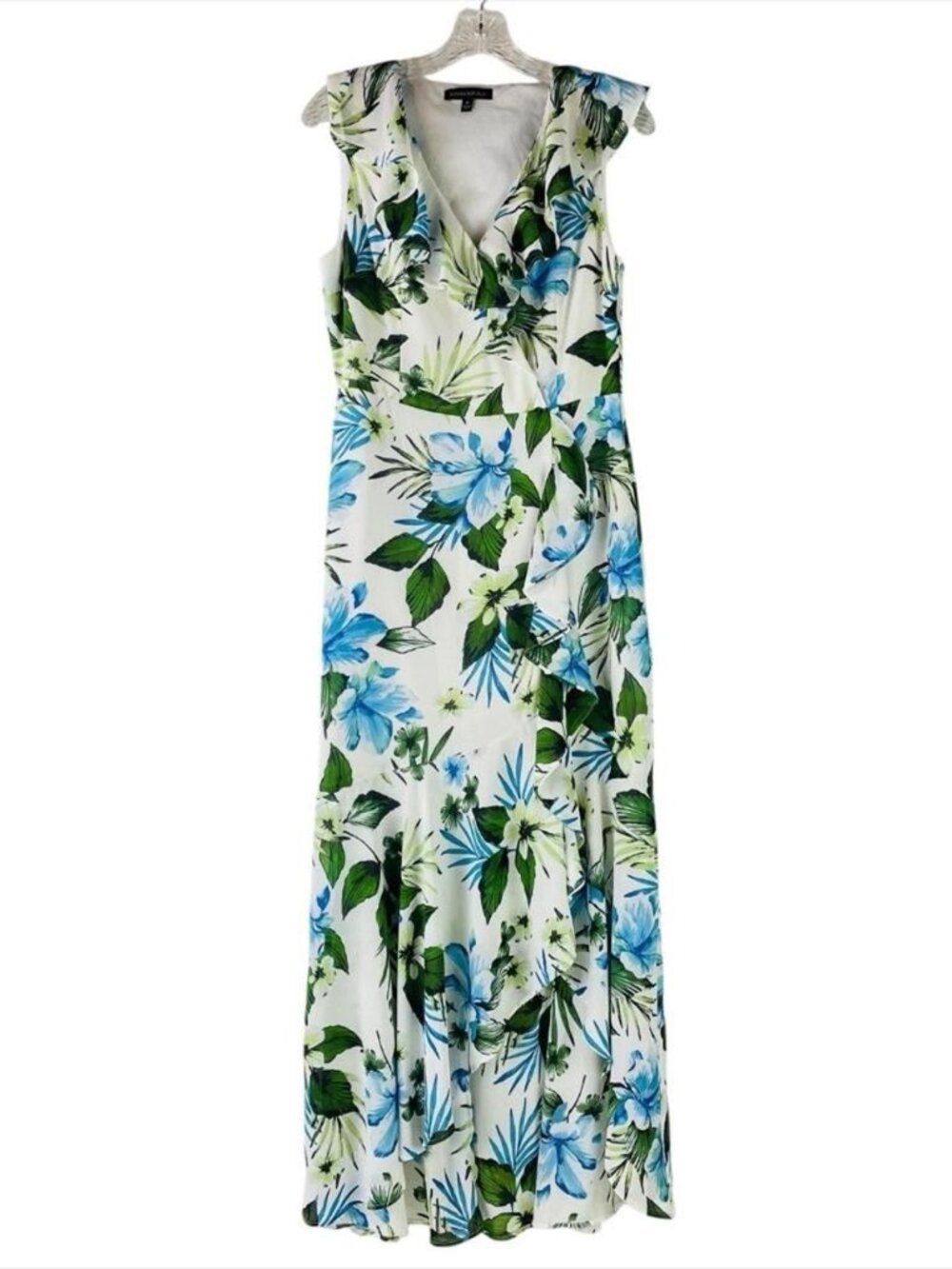Banana Republic Floral Ruffle Wrap Maxi Dress Size 6 Tropical Resortwear Travel